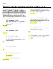 Practice With Computing Nominal And Real Gdp Docx Name Practice