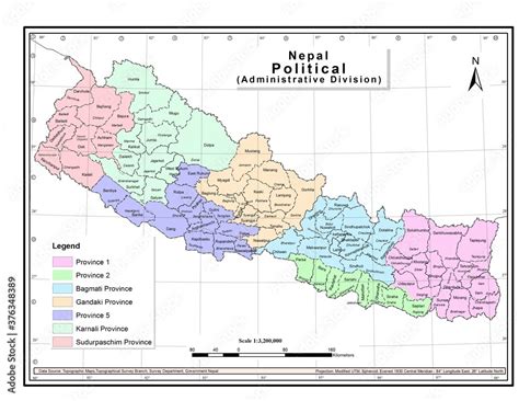 New Political Map of Nepal Stock Illustration | Adobe Stock