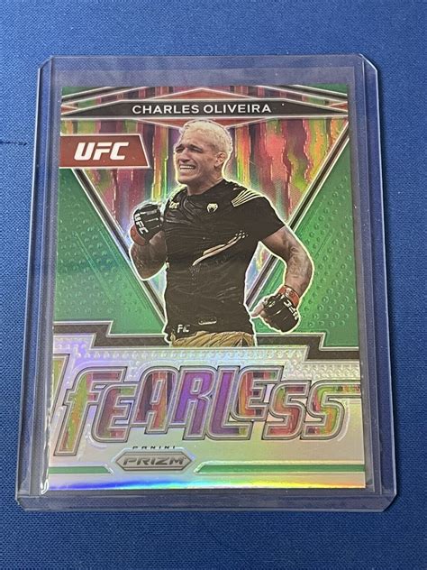 2022 Panini Prizm UFC CHARLES OLIVEIRA Fearless Insert Card No 23 Green