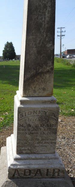 Sidney A Nicholas Adair 1845 1886 Find A Grave Memorial