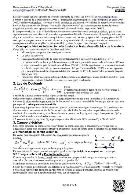 Campo Eléctrico Teoría Rvinsh Shcn uDocz