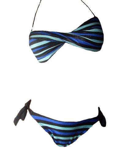 Maillot de bain 2 deux pièces femme bikini bandeau rayé bleu plusieurs tailles Maillots de bain