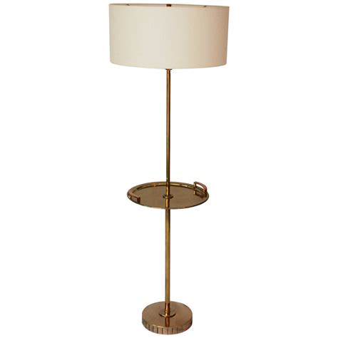 Brass Floor Standing Lamp With Brass Tray Table At 1stdibs