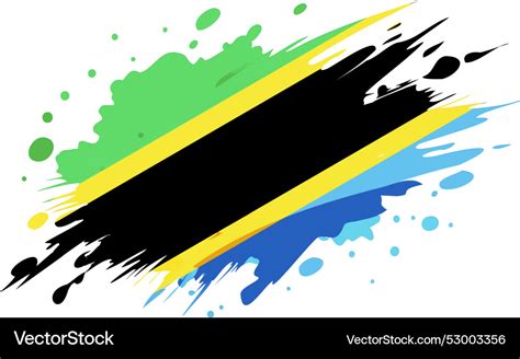 Tanzania Flag Painted With Grunge Brush Stroke Vector Image