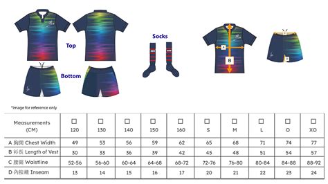 Youth Soccer Uniform Size Chart