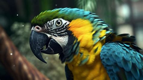 Un Loro Colorido Con Un Pico Negro Y Plumas Amarillas Y Verdes Ia