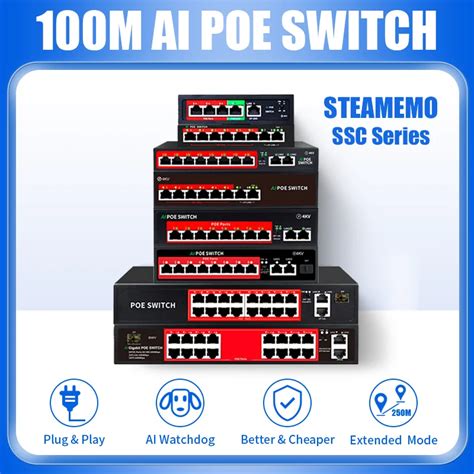 STEAMEMO-SSC-Series-AI-POE-Switch-48V-Active-POE-Network-Switch-90W ...