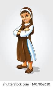 Nun Cartoon Character Smiling Catholic Sister Stock Vector (Royalty ...