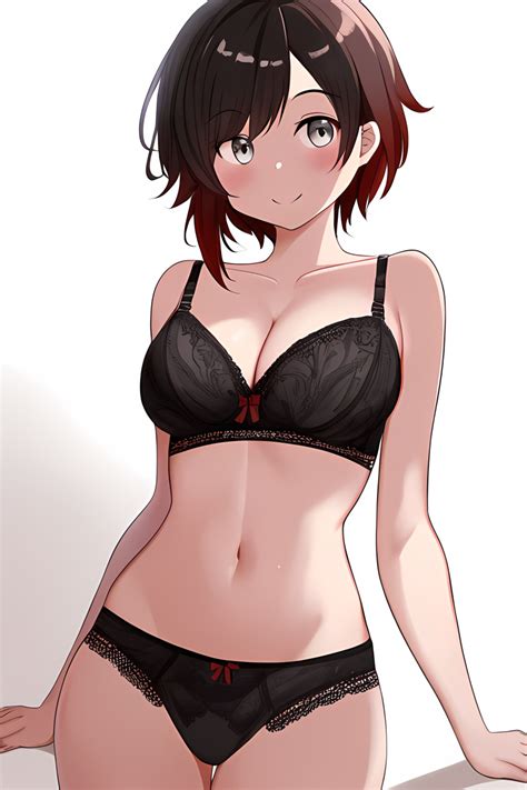 Rule 34 1girls Ai Generated Black Bra Black Hair Black Panties Bra Cleavage Panties Red Hair