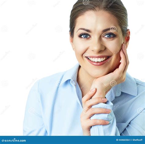 Smiling Business Woman Isolated Portrait White Background Stock Photo