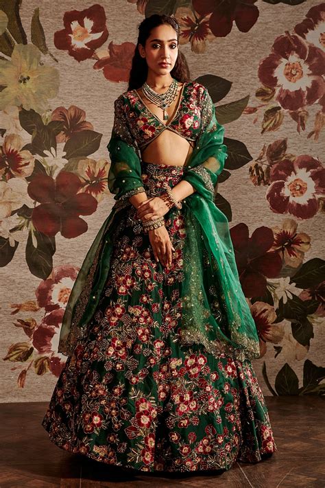 Buy Multi Color Dupion Printed Floral V Neck Lehenga Set For Women By