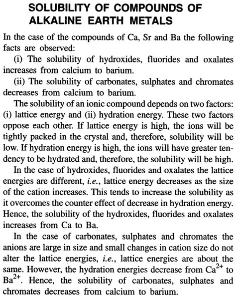 Why Does The Solubility Of Alkaline Earth Metal Hydroxides In Water