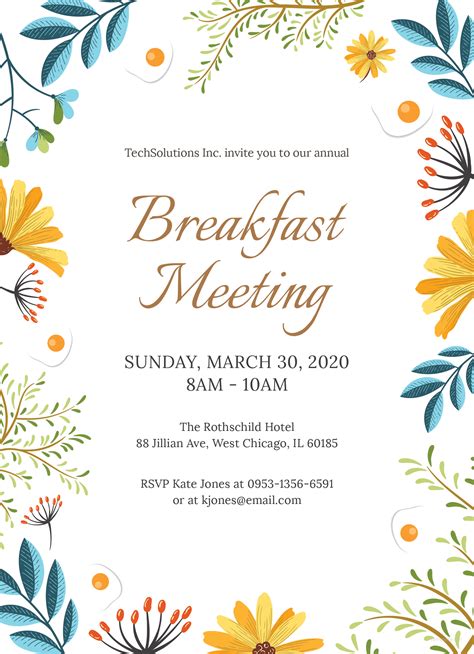 Free Corporate Breakfast Invitation Template in MS Word, Publisher ...