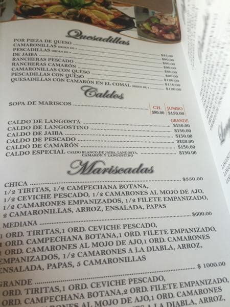 Menu at El Güero restaurant Lázaro Cárdenas