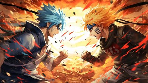 Anime fight scene Naruto style | Premium AI-generated image