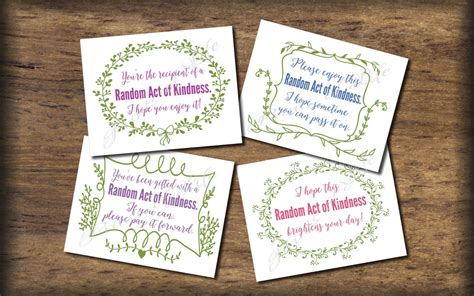 Random Act Of Kindness Cards Instant Download Pdf Printable Diy