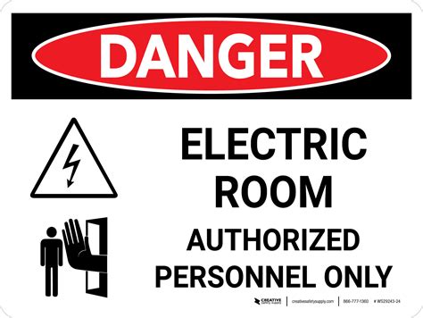 Danger Electric Room Authorized Personnel Only Landscape With Icon