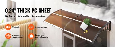 Vevor Window Door Awning Canopy X Upf Polycarbonate Entry