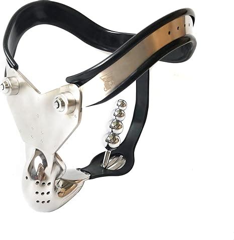 Abschließbare Edelstahl Keuschheitsgürtel mit Abnehmbar Anal Plug Herren Fesseln Bondage