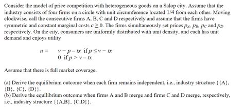 Solved Consider the model of price competition with | Chegg.com 