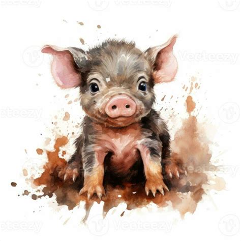 Adorable Baby Piggy Playing in Mud AI Generated 29990217 Stock Photo at ...