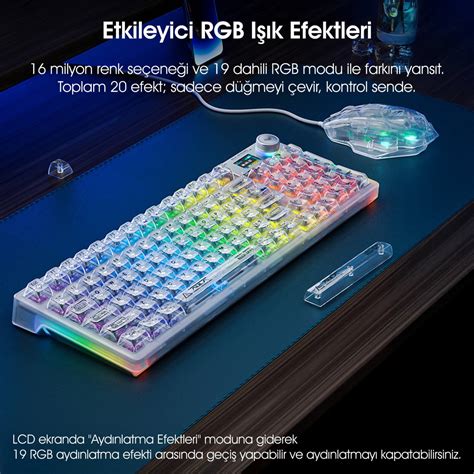 AULA F98 PRO OLED Ekranlı Makrolu Kablosuz RGB Hot Swap Gasket Pre Lubed Switch Mekanik Klavye
