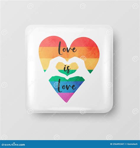 Love Is Love Button Pin Badge For Pride Month Celebrate Concept Lgbt Rainbow Colored Hand