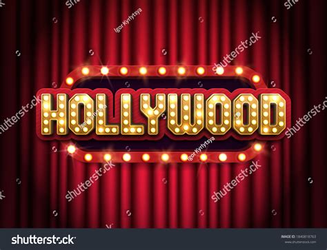 Bright Hollywood Sign Curtain Movie Banner Stock Vector Royalty Free