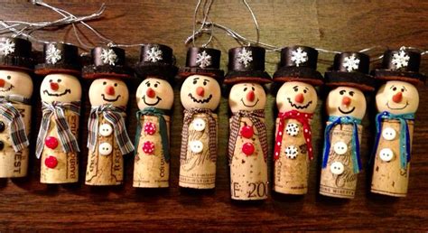 Wine Cork Snow Man Christmas Ornament The Hats Are Made From A Wine