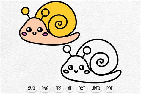 Snail svg, kawaii svg, cute svg, snail clipart, cute snail