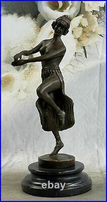 Bronze Sculpture Art Deco Semi Nude Dancer By Eichler Hand Made Statue