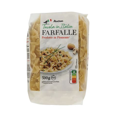 AUCHAN TAVOLA IN ITALIA Farfalle 500g Pas Cher Auchan Fr