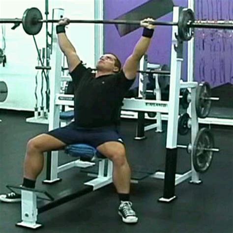 Barbell Seated Overhead Press Exercise How To Workout Trainer By Skimble