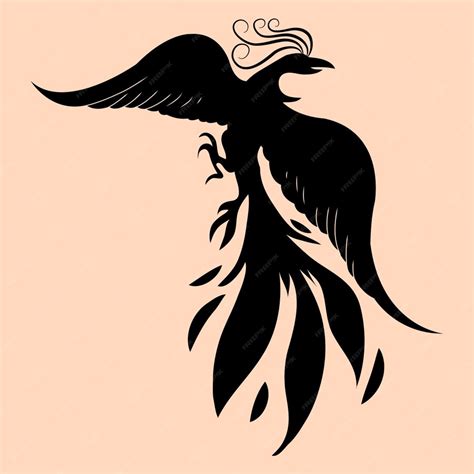 Premium Vector | Hand drawn phoenix silhouette