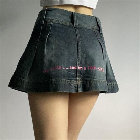 Y2k Mini Skirt With Graphic Print On The Back Sex Depop