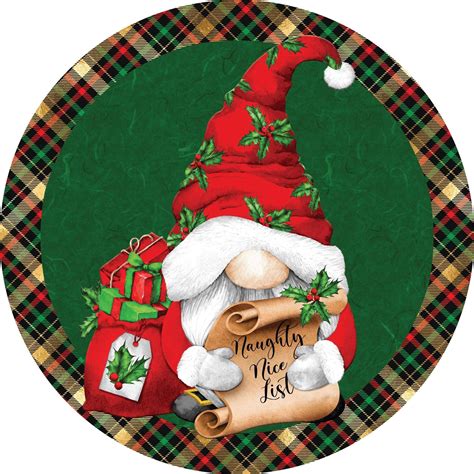 Christmas Gnome Wreath Sign Metal Wreath Sign Inch Round Sign Wreath