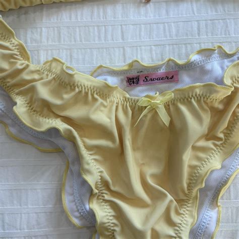 Yellow Frilly Bikini Set Size Medium Brand Depop