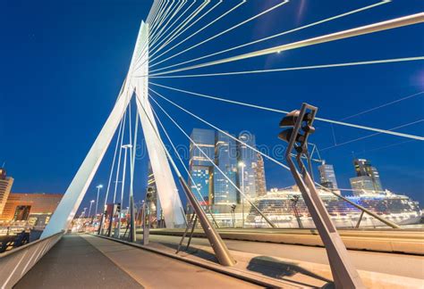 Night Skyline of Rotterdam - the Netherlands Stock Photo - Image of ...