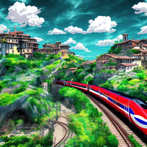 High Speed In Studio Ghibli Anime A Front Train In Italy With