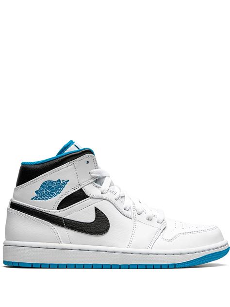 Jordan Air Jordan 1 Mid "White/Laser Blue" Sneakers | White | FARFETCH