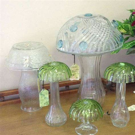 Glass Mushrooms Love These Made From Old Bowls And Plates Glass