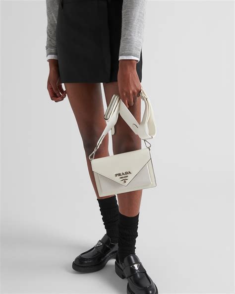 White Saffiano Leather Mini Envelope Bag Prada