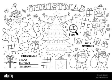 Vector Christmas Placemat For Kids Winter Holiday Printable Activity