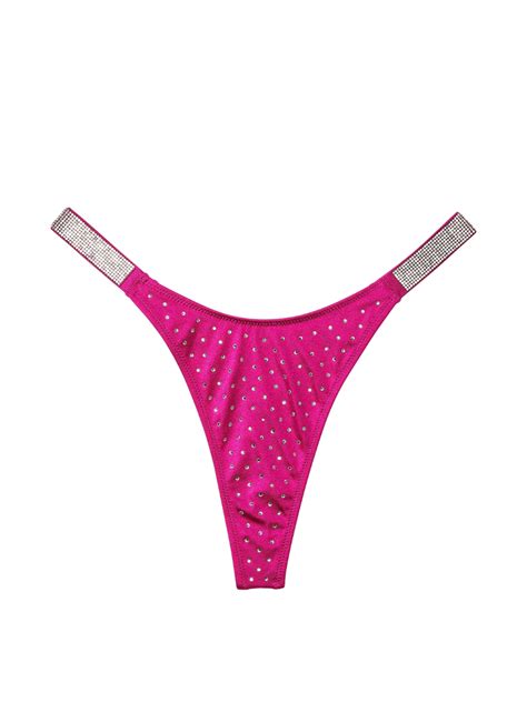 Victoria S Secret Shine Strap SWIM RHINESTONE THONG BIKINI BOTTOM EBay