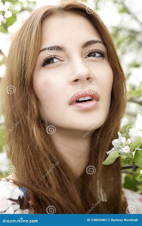 Brunette In The Garden Stock Image Image Of Girl Caucasian 24803483