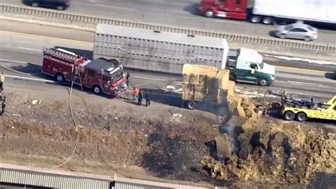 Hay Truck Fire Snarls Traffic On Hwy 99 Near Modesto