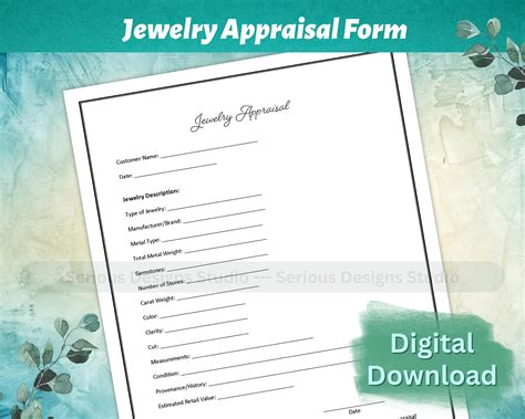 Jewelry Appraisal Printable Appraisal Appraisal Form For Jewelers And