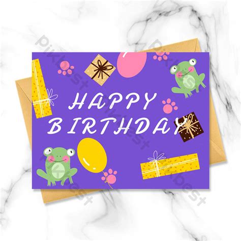 Purple Cartoon Birthday Card | PSD Free Download - Pikbest