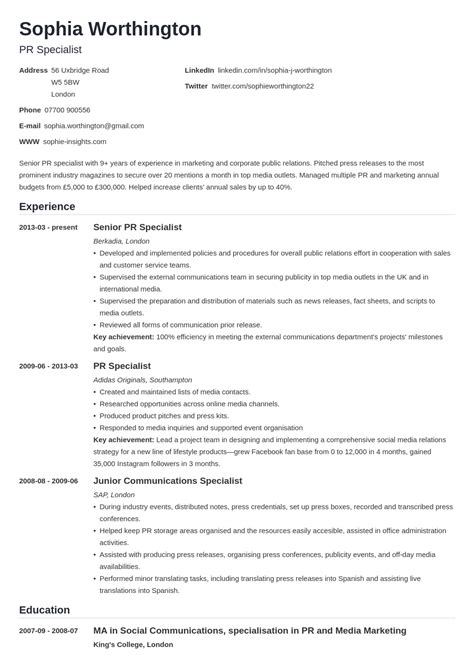 10 Uk Cv Examples With Free Cv Templates Formats Layouts 40 Off