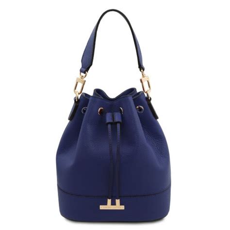 TL Bag Borsa Secchiello In Pelle Blu Scuro TL142146